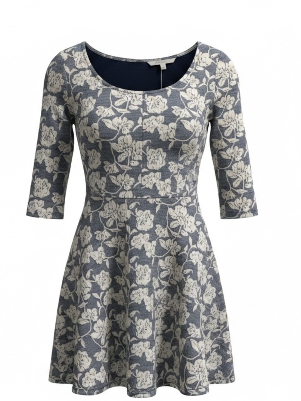 lauren conrad grey dress LC | Dresses | Nwt Lauren Conrad Floral Stretch Scoop Neck 34 Sleeve Gray White Xs Hooey Outfitters